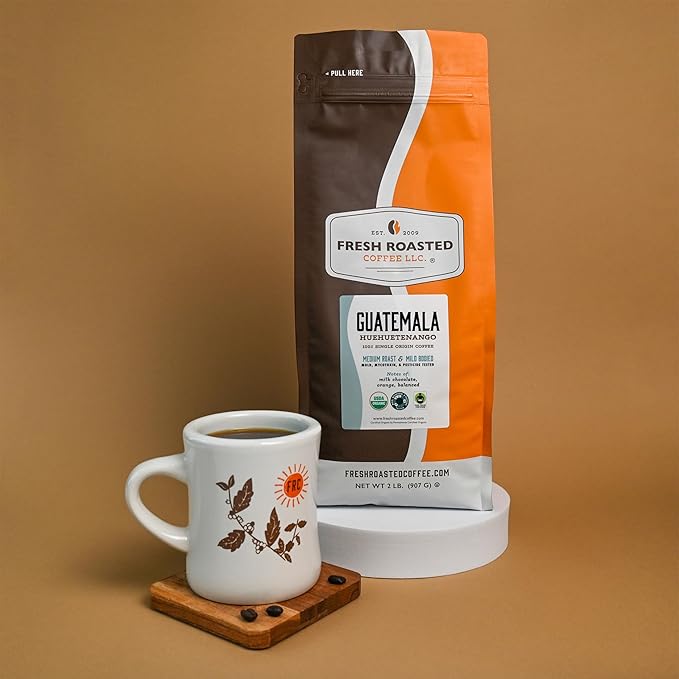 Fresh Roasted Coffee, Organic Guatemala | Single Origin, USDA Organic, Mold & Myco 3rd Party Tested, Kosher | Medium Roast 2 lb (32 oz) Whole Bean