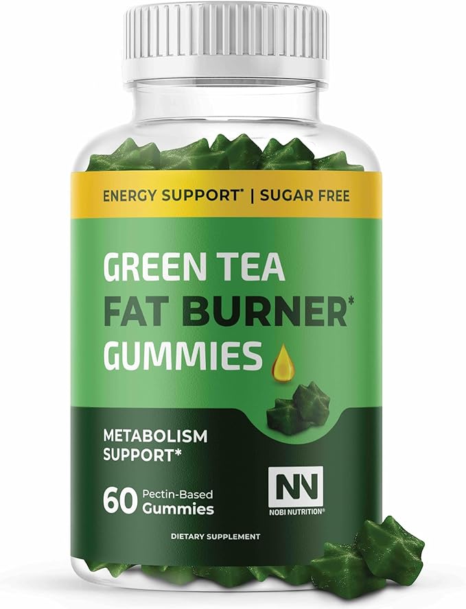 Green Tea Fat Burner Gummies for Weight Loss | Metabolism Boost & Appetite Suppressant with Green Coffee Bean and Garcinia Cambogia | Pills to Burn Belly Fat for Women & Men by Nobi Nutrition