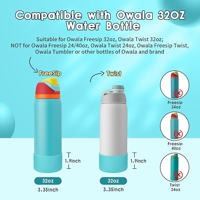 2PCS Silicone Water Bottle Boot, Compatible with Owala 24oz 32oz 40oz, Protective Anti-Scratch & Anti-Dent No Noise Sleeve Cover for FreeSip/Twist/Flip Water Bottles (Summer Sweetness, 32oz)