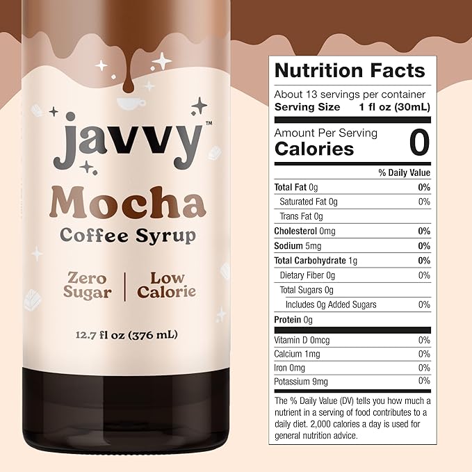 Javvy Coffee Syrup - Zero Sugar, Zero Calorie, Coffee Flavoring Syrup, Coffee Bar Accessories - Great for Flavoring All Types of Drinks – Mocha