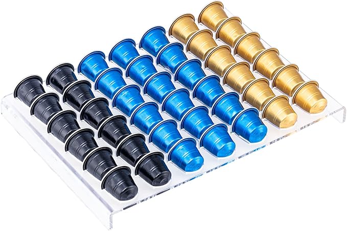 SUMERFLOS Coffee Pod Storage Organizer Tray Drawer, Holds 42 Capsules Compatible with Nespresso original pods Insert for Kitchen Home Office Capsule Drawer Capsule Holder and Organizer - Clear