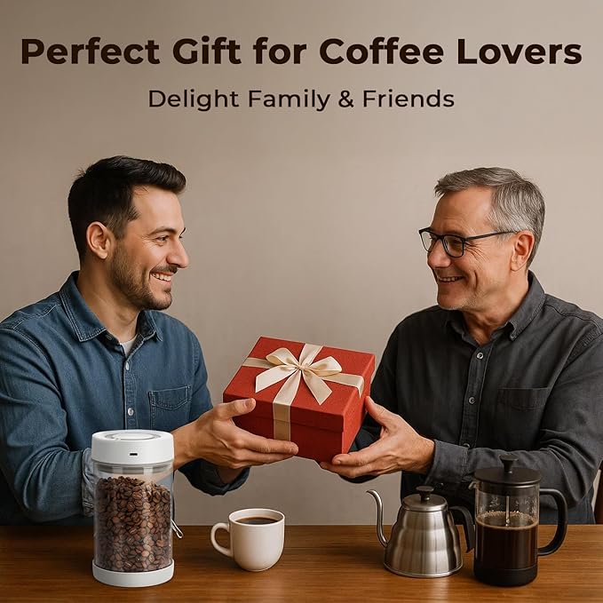 Auto Vacuum Coffee Canister - 950ml Airtight Coffee Canister for 10.6 oz of Coffee Beans, One-Button Operation & Date Tracker, Coffee Bean Storage Container, Sealed Vacuum Canister