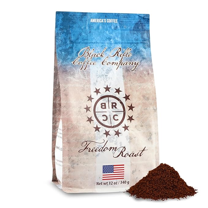 Black Rifle Coffee Company Freedom Roast, 12oz Bag, Ground Coffee Medium Roast - Roasted Blend Made from Arabica Beans - Colombian & Brazilian Beans - Veteran Founded & American Made