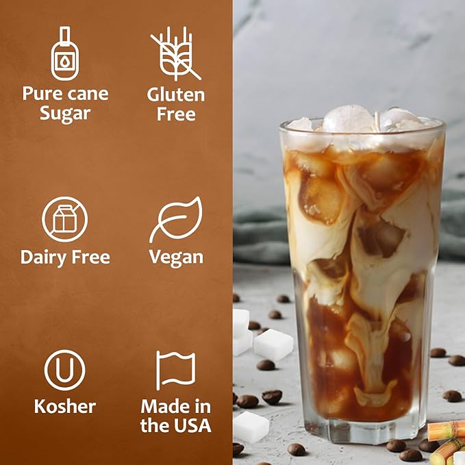 Syruvia Coffee Syrup, Cane Sugar Sweetener Flavored Syrup for Drinks, Lattes, and Desserts – 25.4 fl oz