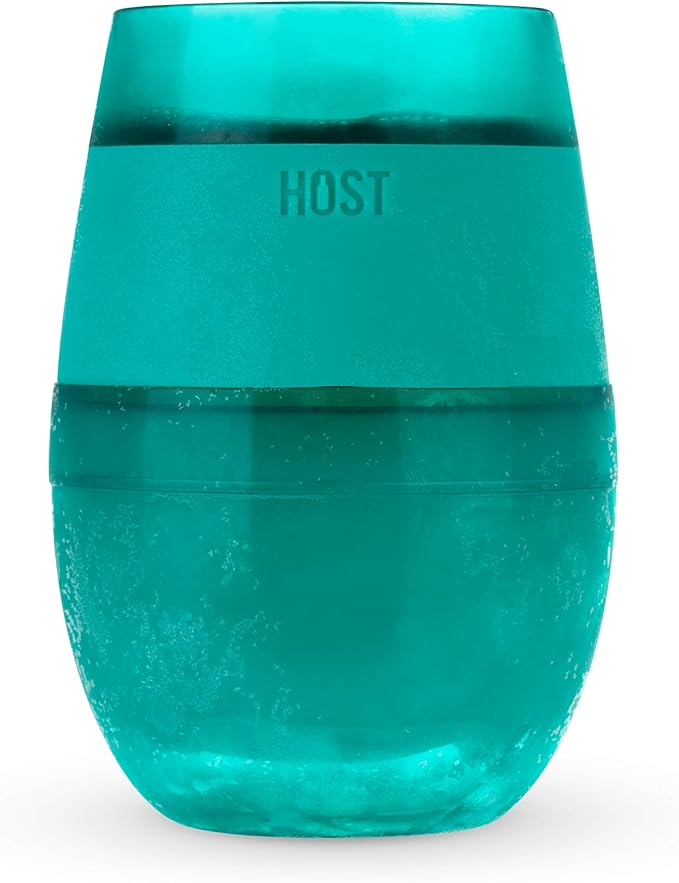 HOST Cooling Cup, Set of 1 Double Wall Insulated Freezable Drink Chilling Tumbler with Freezing Gel, Glasses for Red and White Wine, 8.5 oz, Translucent Green