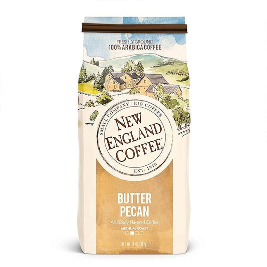 New England Coffee Butter Pecan Ground Coffee, 11 Ounce
