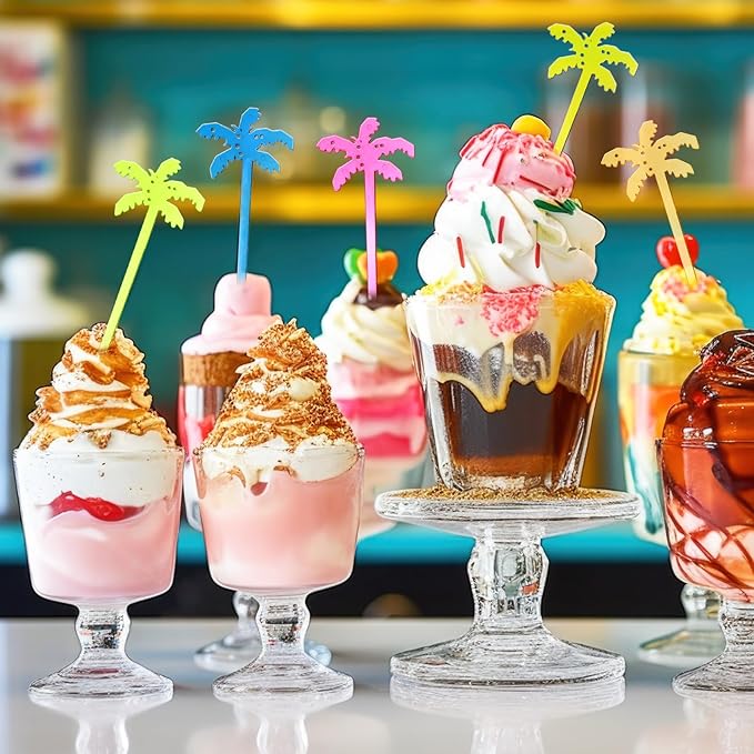 100 Pieces Swizzle Stick Cocktail Drinks Stirrers Disposable Plastic Stirring Sticks for Bar Juices Chocolate Milk Home Restaurant Party(Coconut Trees)