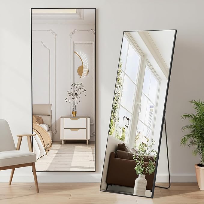 NEWBULIG Full Length Mirror, Upgraded Body Wall Mirrors with Shatter-Proof Glass, Floor Standing Mirror, Home Wall Decor