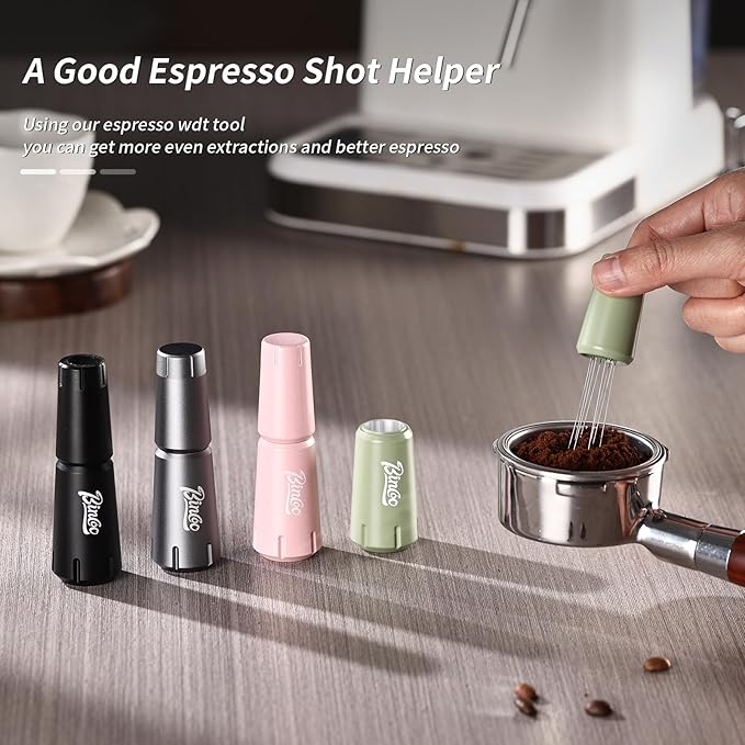 WDT Espresso Distribution Tool - Espresso Stirrer Tool with Stand,Coffee Stirrer Tools for Barista with 0.4mm 8 Needles,Aluminum Alloy Handle
