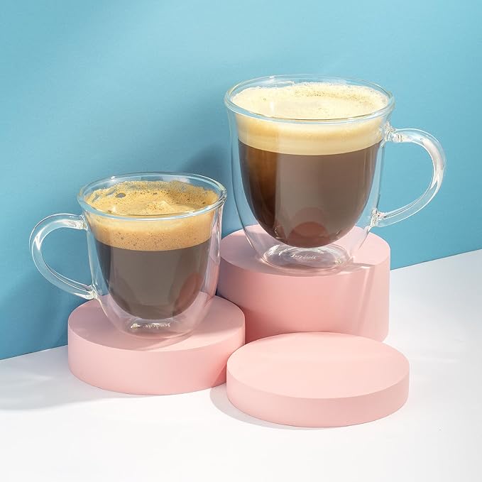 JoyJolt Serene Double Walled Insulated Glasses Coffee Mug (Set of 2) 7.4 Ounces