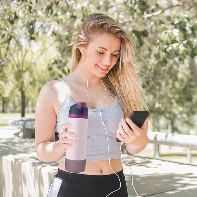 2PCS Silicone Water Bottle Boot, Compatible with Owala 24oz 32oz 40oz, Protective Anti-Scratch & Anti-Dent No Noise Sleeve Cover for FreeSip/Twist/Flip Water Bottles (Mauve, 24oz)