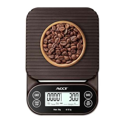 ACCT Coffee Scale with Timer - 3kg/0.1g Barista Scale for Espresso, Pour Over & Kitchen Use, 4 Units, High Precision Scale with Non-Slip Mat