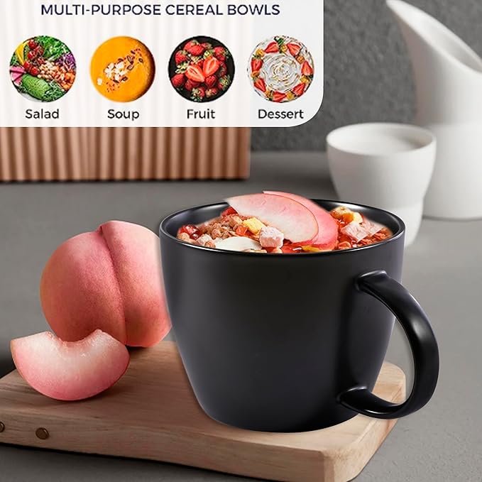 Matte Black Big Coffee Mug 30 oz Ceramic Tea Cup Extra Large Soup Bowl with Handle Microwave Safe, Gifts for Men Women Mom Dad Boyfriend Husband Wife or New Kitchen House Warming Presents