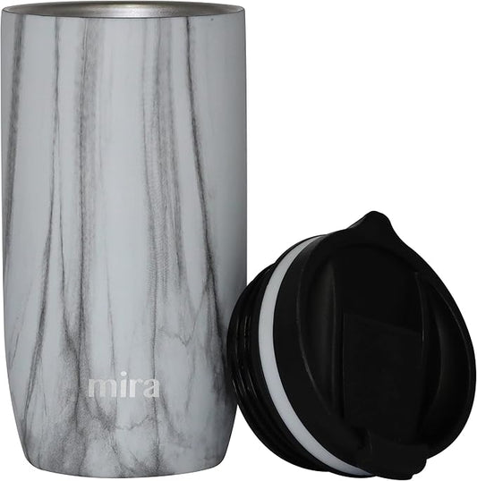 MIRA 16 oz Travel Coffee Mug - Insulated Stainless Steel Tumbler with Screw Lid - French Granite