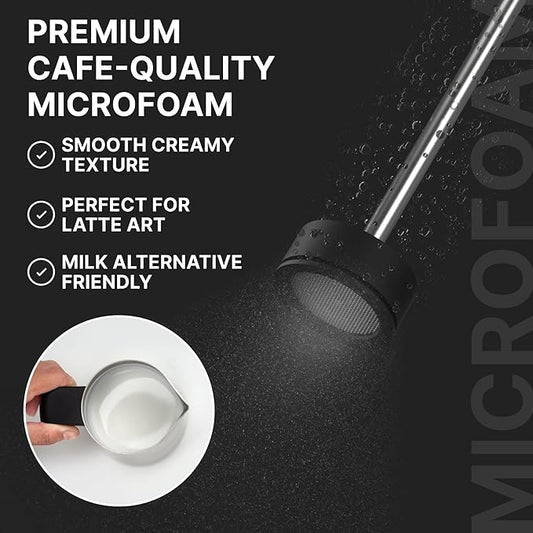 Subminimal Performance Milk Foamer - NanoFoamer Lithium Handheld Frother - Rechargeable, Dual-Speed - Microfoamed Milk in 30sec, Barista-Style Coffee Drinks at Home - White Special Edition