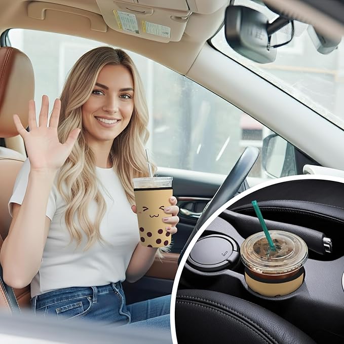 Iced Coffee Sleeve Reusable Cup Sleeves for Cold Drinks Neoprene Koozie Cozy Plastic Cup Covers for Drinks, Milk Tea