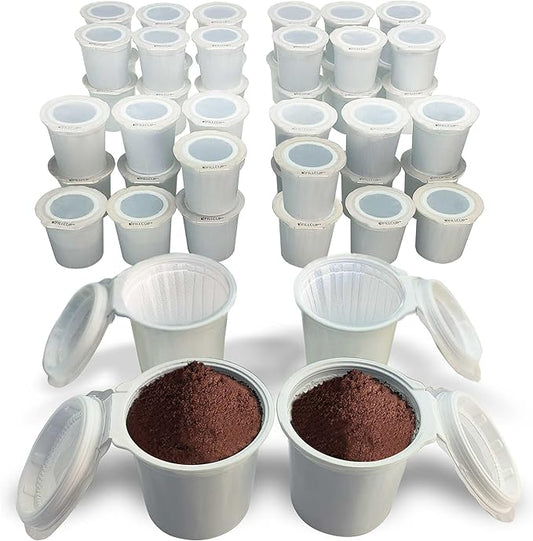 48 iFillCup Pods - Fresh Fill Your Favorite Coffee, Fits all K Cup Brewers, Save $Hundreds, DeepBrew Filter Holds 50% More Coffee for a Richer or Larger Brew, Elevate Your K Cup Experience (White)
