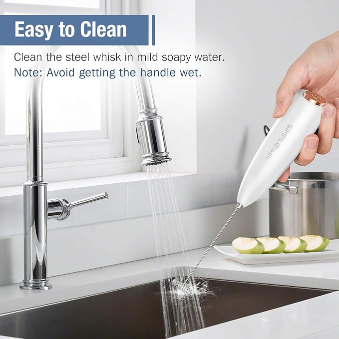 SIMPLETASTE Milk Frother Handheld Battery Operated Electric Foam Maker, Drink Mixer with Stainless Steel Whisk and Stand for Cappuccino, Bulletproof Coffee, Latte