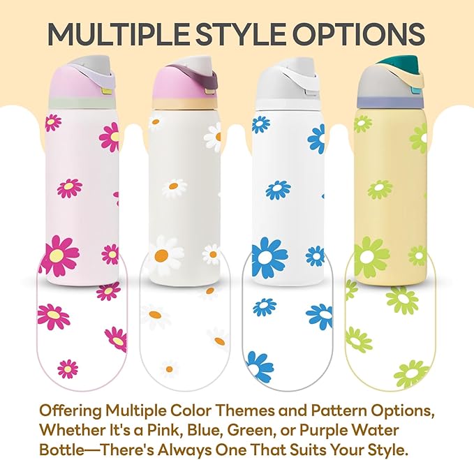 4PCS Daisy Stickers for Owala Water Bottle, Stickers Waterproof Compatible with Urban Outfitters Owala Bottles, Tumbler Cup Accessories Decal Decorate