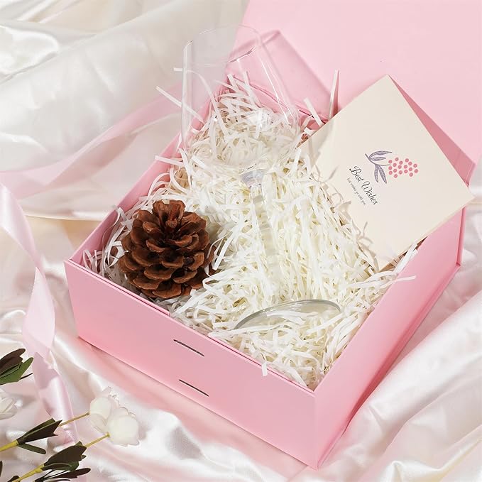 OEMVALATY Pink Gift Box,12x10x5 Inches Gift Boxes with Lids for Presents with Magnetic Closure and Ribbon for Wedding,Storage,Birthday(5-Pack)