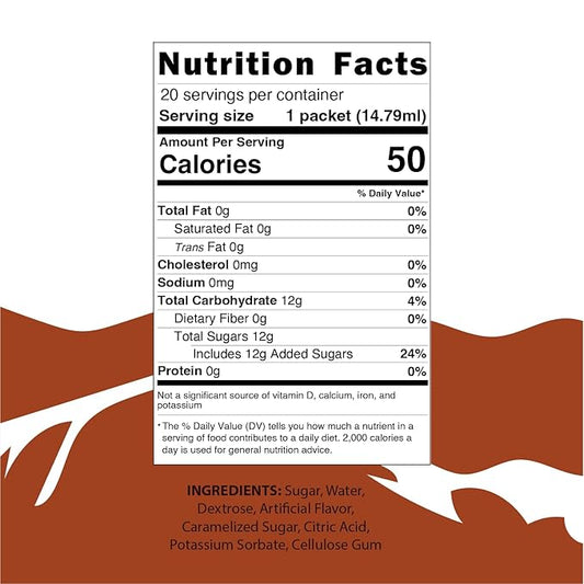 58Peaks Caramel Flavored Syrup Sweetener Packets for Hot and Cold Drinks | To-Go Syrup Flavoring Perfect for Coffee, Tea, Milkshake and More | Flavored Coffee Syrups for Travel | 15mL | 20-Pack