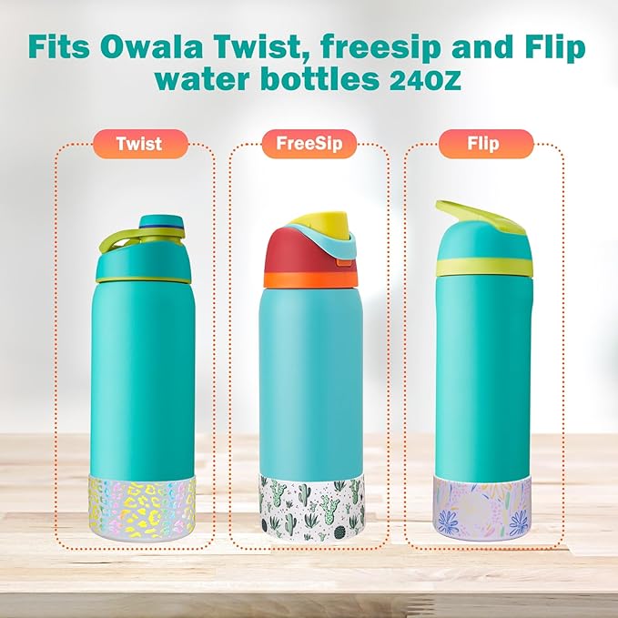WK IEASON 2Pcs Silicone Boot for Owala Water Bottle, Protective Flask Bottom Cover Base for Owala FreeSip Twist and Flip Flask Water Bottle Accessories-2.83inch Bottom Diameter