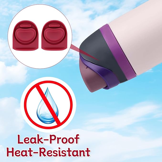 2 Pcs Replacement Rubber Seal Stopper Compatible with Owala FreeSip,Water Bottle Top Gasket Lid for Owala 16/19/24/32/40oz Seal Mouth Cap Silicone Stopper Parts Insert Accessories（Wine Red）