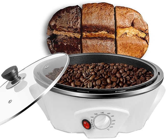 Electric Coffee Bean Roaster for Home Use, 1.1lb Upgraded Coffee Roaster, 800W Commercial Coffee Bean Roaster Machine Temperature Control (0-240℃), for Beginner, Stovetop, Countertop Mount