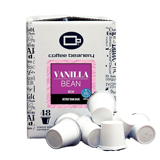 Vanilla Bean Decaf Coffee Pods by Coffee Beanery | 192ct Bulk Flavored Decaf Coffee Pods Medium Roast Coffee