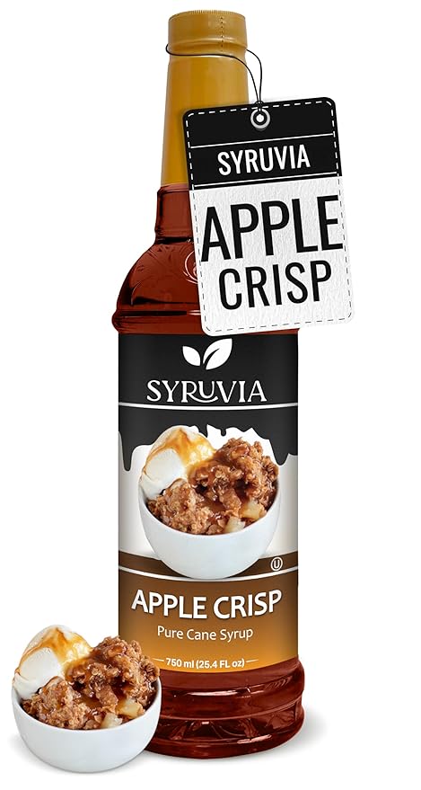 Syruvia Coffee Syrup, Apple Crisp Flavored Syrup for Drinks, Lattes, and Desserts – 25.4 fl oz,