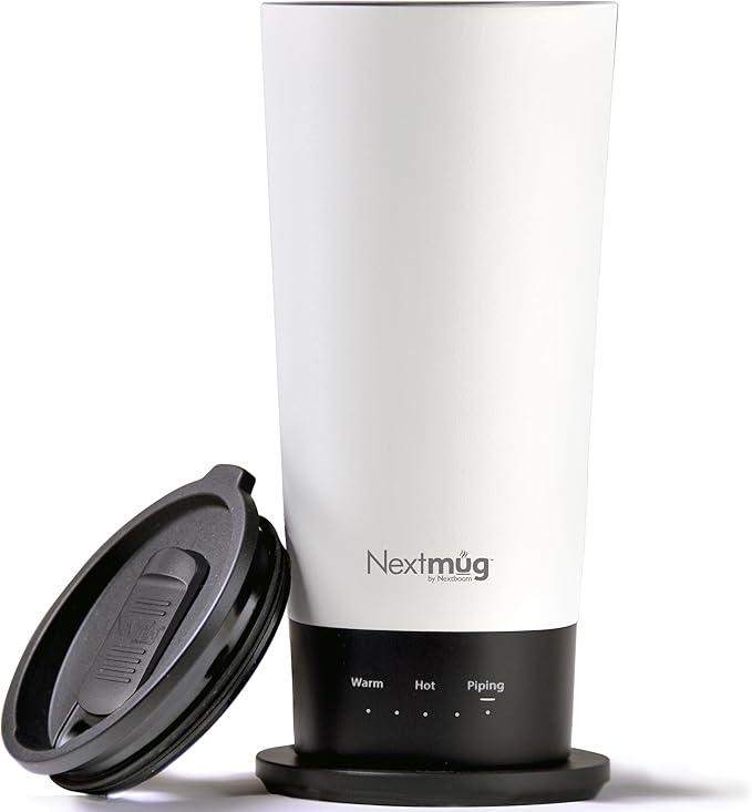 Nextmug Go - Temperature-Controlled, Self-Heating Travel Mug (White - 16 oz.)