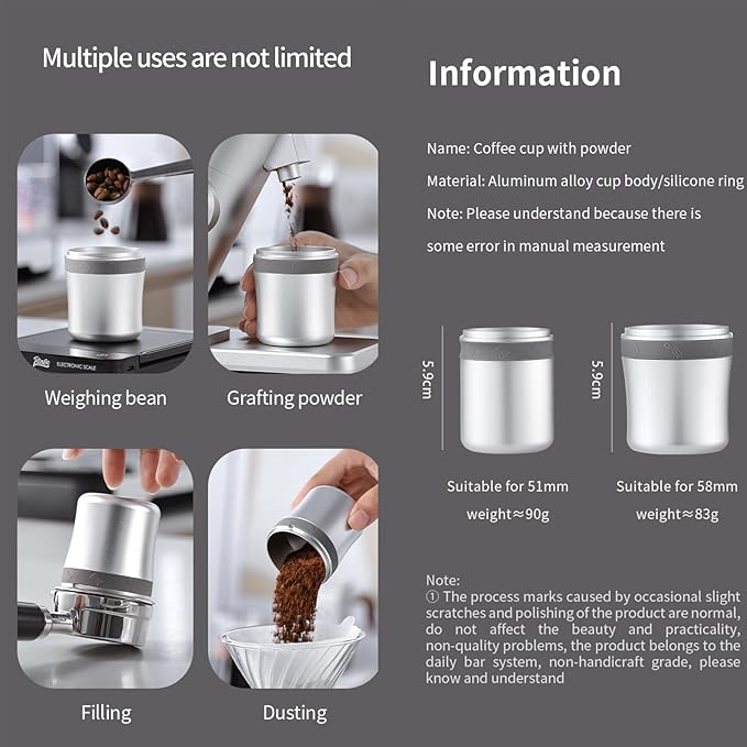 Bincoo Coffee Dosing Cup - Espresso Coffee Dosing Cup Compatible with 58mm Portafilter - Aluminium Espresso Machine Accessory (58MM)