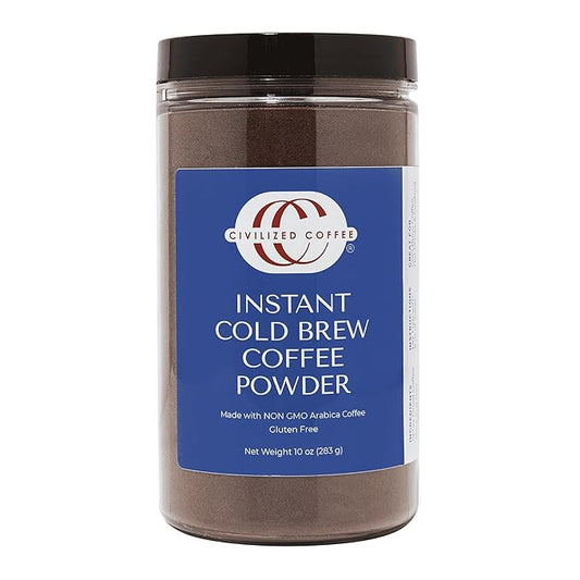 Civilized Coffee Instant Cold Brew Coffee Powder Medium Dark Roast Non-GMO Jar (10 oz)