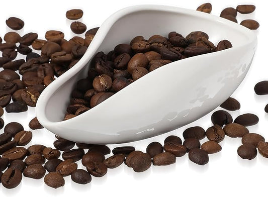 White Coffee Bean Dosing Cup, Multi-Use Coffee Bean Weighing Container Precision Measuring Spoon for Espresso, Coffees Beans, Tea & Nuts (White)
