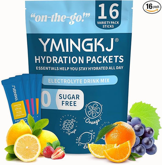 Electrolyte Powder Packets with 2 Billion CFU Probiotics - 1000mg Sodium for Rapid Hydration & Recovery - Sugar-Free Drink Mix with Pink Himalayan Salt, B-Vitamins, Zinc & Magnesium - 16 Stick Packs