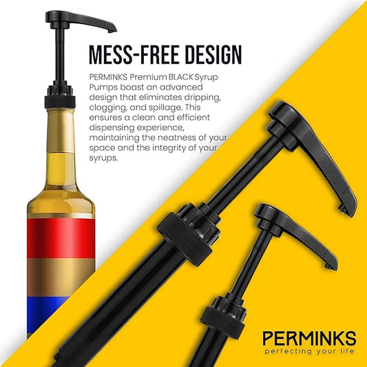 Premium Syrup Pump Compatible with Torani 750 ml Bottle, Davinci Syrups - No Spill, No Clog Syrup Pump Dispenser for Vanilla, Snow Cone, Blueberry, Coffee Flavoring & More (Pack of 3, Black)