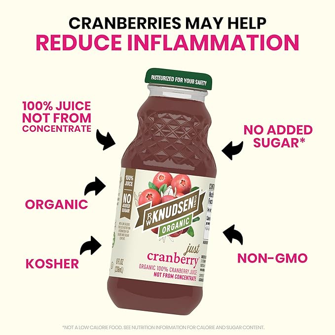R.W. Knudsen Organic Just Cranberry Juice, 8 fl oz (12 Pack)