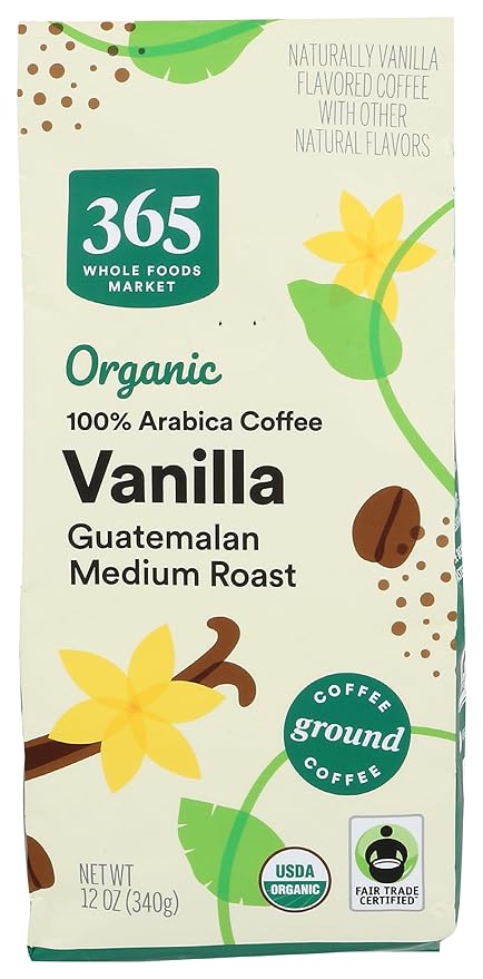 365 by Whole Foods Market, Organic Vanilla Guatemalan Medium Roast Ground Coffee, 12 Ounce