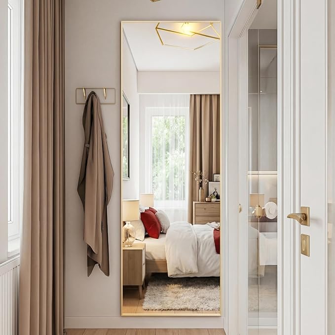 NEWBULIG Full Length Mirror, Upgraded Body Wall Mirrors with Shatter-Proof Glass, Floor Standing Mirror, Home Wall Decor