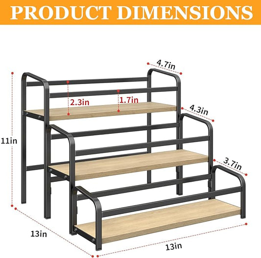 DTUQYX Coffee Syrup Organizer Free-Installation: 12 Bottles Capacity Syrup Rack 3 Tier for Coffee Bar Station, Wine Rack for Countertop, Tiered Spice Rack Organizer for Cabinet, Bottle Display Shelf
