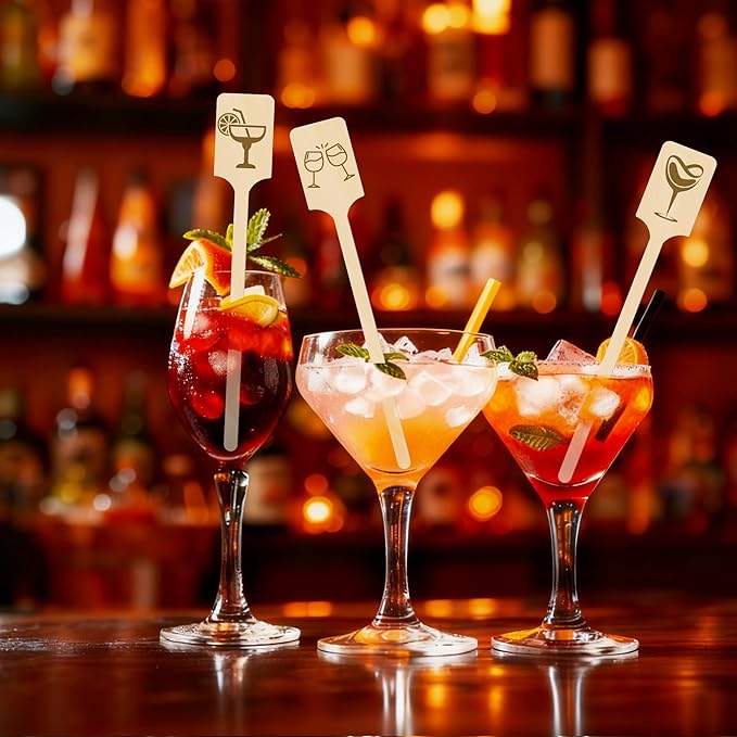 Custom Wooden Drink Stirrers,50-500 Pieces 7" Personalized Swizzle Sticks for Cocktails,Coffee,Beverage Mixer,Reusable Stir Sticks for Bar,Restaurant,Wedding Party Favors,Christmas,Holidays (Rect)