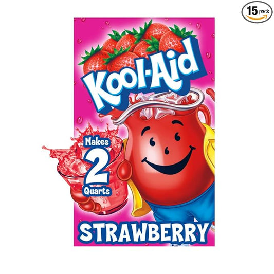 Kool-Aid Unsweetened Strawberry Artificially Flavored Powdered Soft Drink Mix, 0.14 oz Packet (Pack of 15)