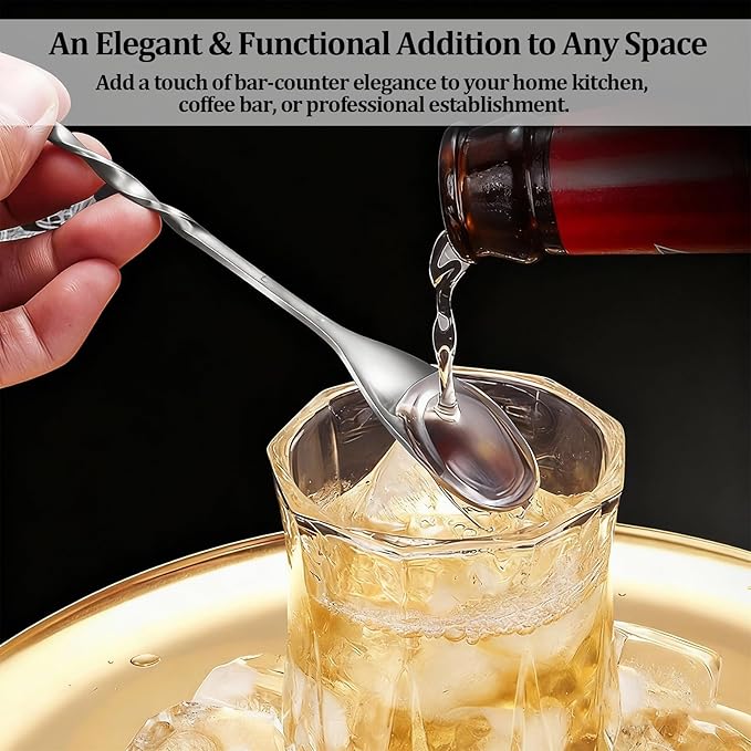6-Piece Bar Spoons Cocktail Stirrers, Stainless Steel Cocktail Mixing Stirrers for Bar, Home, Mixing Cocktails, Coffee, and Smoothies(12 Inches & 10 Inches)