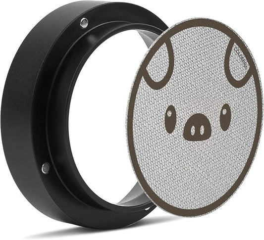 54mm Espresso Accessories Kit, Dosing Funnel and Puck Screen Set, Magnetic Coffee Funnel, 53.5mm Reusable Espresso Puck Screen, Espresso Tools(Piggy)