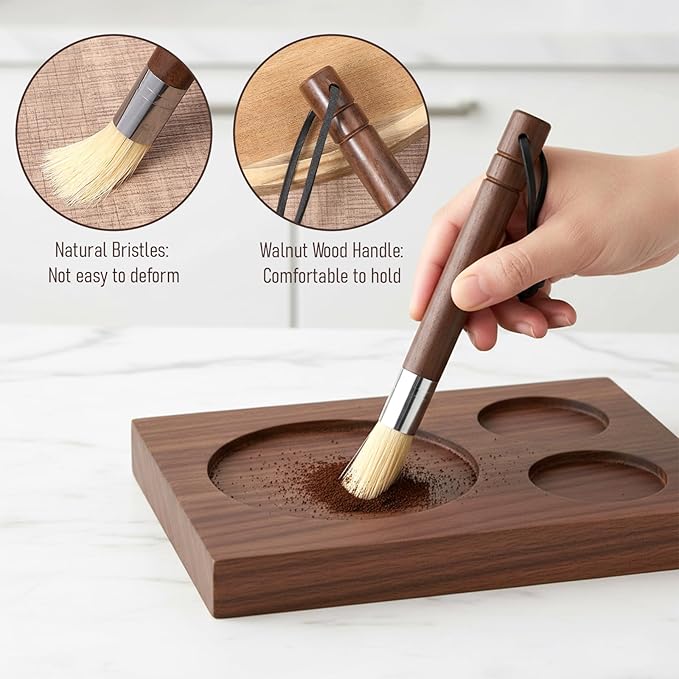 3PCS Coffee Grinder Cleaning Brush Set Professional Espresso Brush Cleaner Tool Wood Handle Espresso Machine Brushes Cleaning Accessories for Barista Home Kitchen Bean