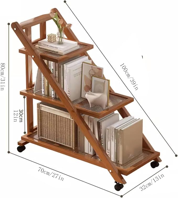 Folding Side Table Glass Coffee Station Table on Wheels,Movable Coffee Bar Stand Cart with Storage,Foldable Coffee Table,for Home Kitchen, Entryway, Living Room,Dining Room(Brown,70x32x80cm)