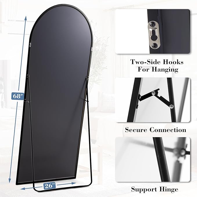 NEWBULIG Full Length Mirror, Upgraded Body Wall Mirrors with Shatter-Proof Glass, Floor Standing Mirror, Home Wall Decor