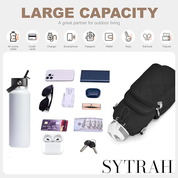 Water Bottle Bag Crossbody，Insulated Water Bottle Purse Crossbody Water Bottle Holder with Strap 40 oz