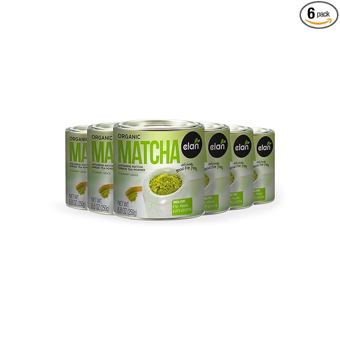 Elan Organic Matcha Tea Powder, Non-GMO, Vegan, Gluten-Free , 8.8 oz (Pack of 6)