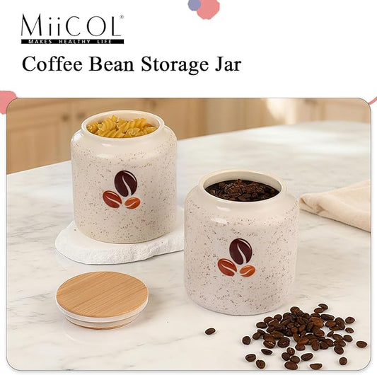 Miicol Ceramic Storage Canister, Coffee Canister with Airtight Lid, Round Food Storage Container, Kitchen Storage Jar for Coffee Bean, Flour, Sugar, Pasta, Spices, 20 fl.oz